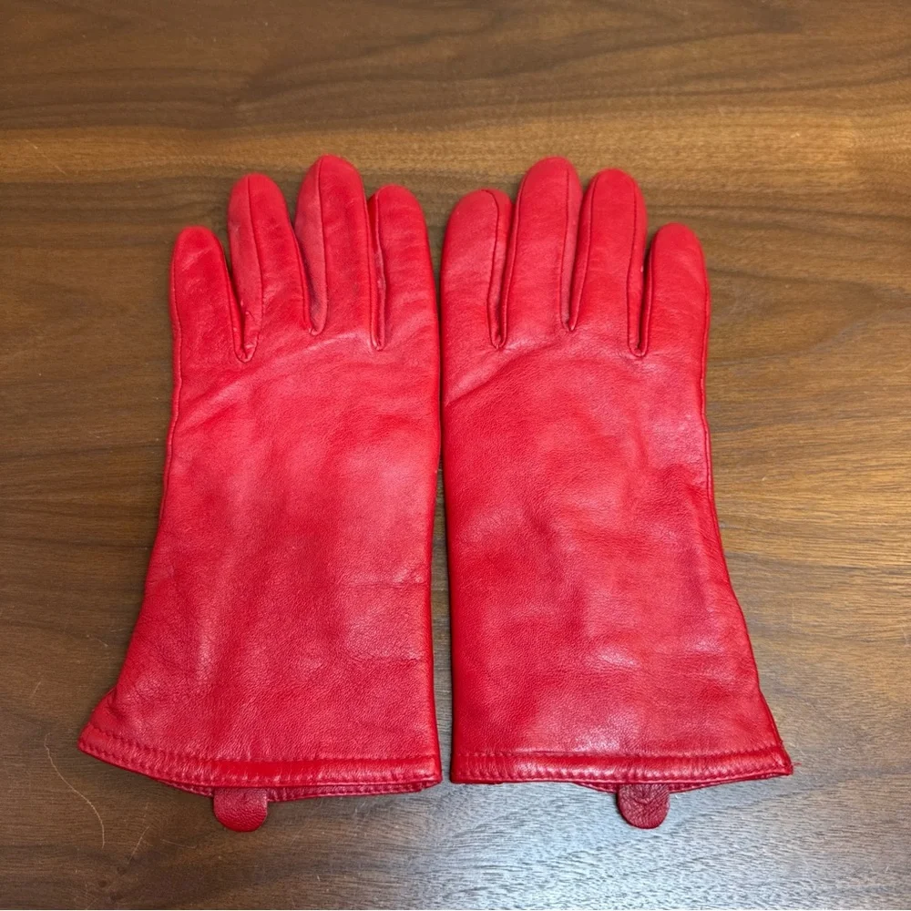 Thinsulate Women’s Genuine Leather Gloves Sz L/XL Red‎ Lined Driving Classic